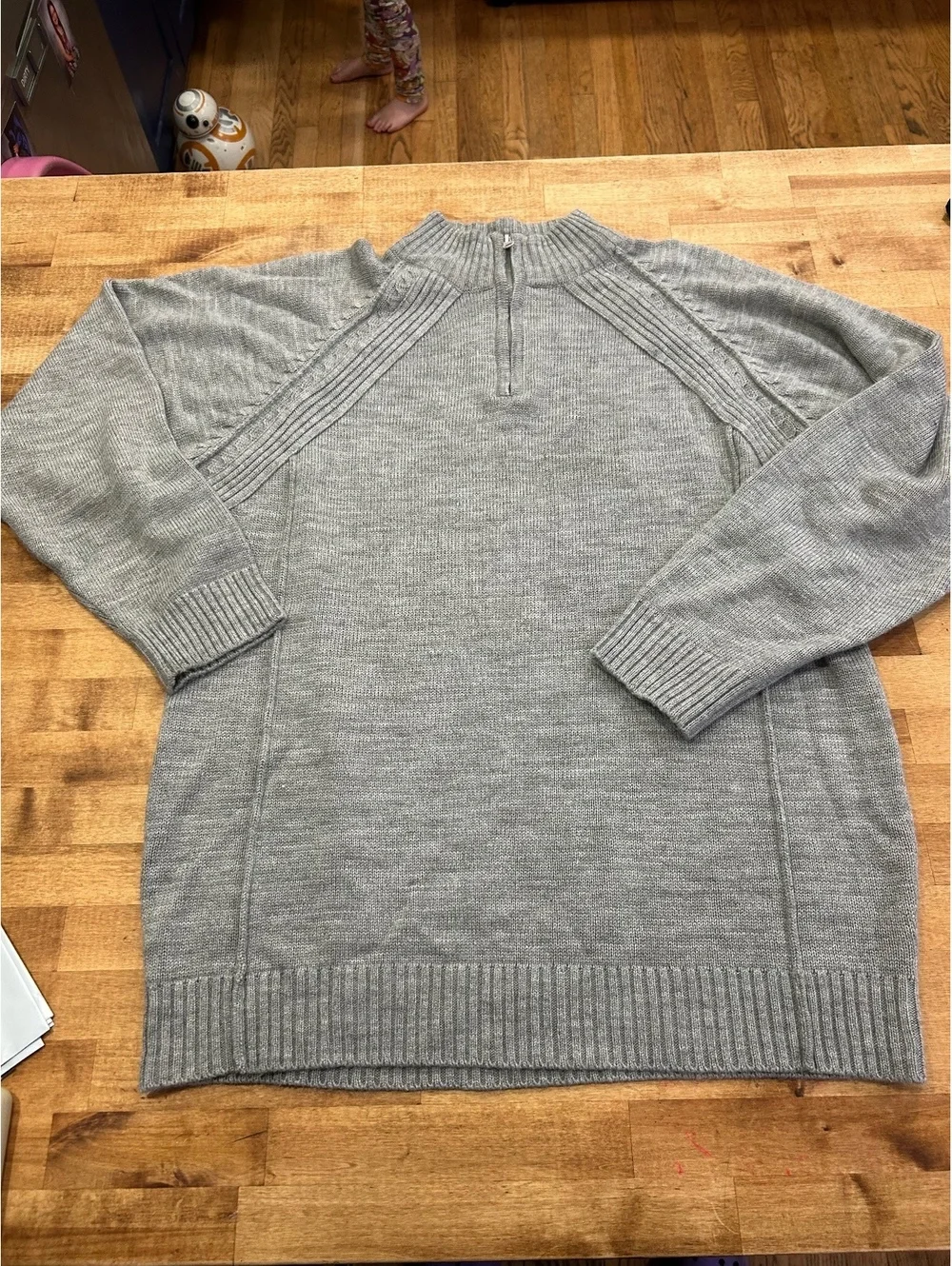 A. Adams & Spire XL Gray Wool Blend Half-Zip Sweater mens top